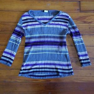 Purple & Gray Striped Shirt